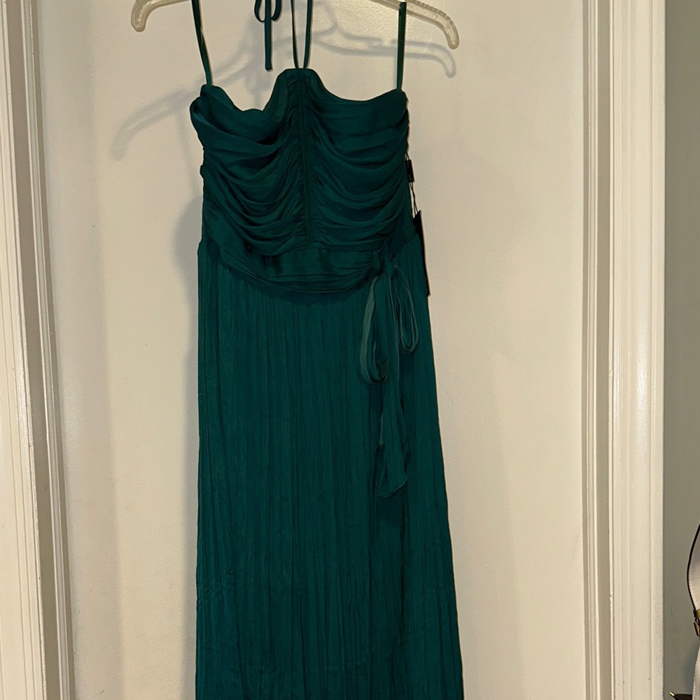 White House Black Market Teal Strapless Dress